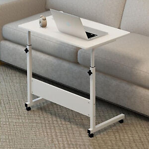 Adjustable Portable Laptop Table Trolley Sofa Bed Side End White Tray Breakfast