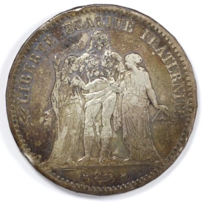1875 K 5 Francs Hercule 3rd Republic 90% Silver Coin Bordeaux RARE - Image 1 of 4
