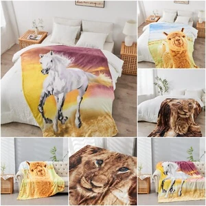New 3D Animal Design Faux Fur Throws Super Soft Cosy Sofa Bed Settee Blankets GC - Picture 1 of 28