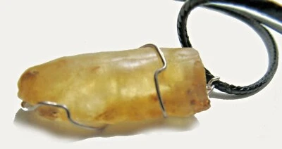 Collana con ciondolo ambra grezza vera naturale in argento 925 con insetti - Immagine 1 di 4