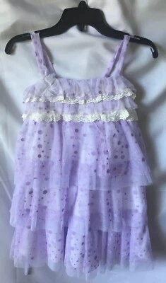 Vestido de Campo Isobella And Chloe Niña Punteado Lavanda en Niveles Talla 5-Nuevo Foto 1 de 4