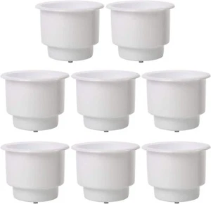 8PCS Recessed Plastic Cup Drink Holder with Drain for Boat Car Marine Rv White - Bild 1 von 8