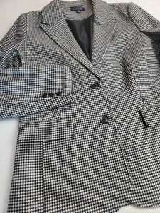 Vintage Chadwicks Women's Wool Houndstooth Blazer Size 16 Tall Black White - Picture 1 of 12