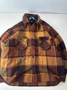 Vintage 60s 70s Montgomery Ward Plaid Wool Shirt Jacket Mens Size S/M - Bild 1 von 11