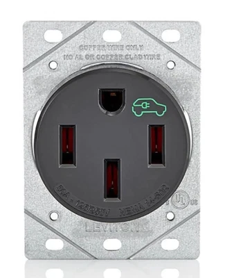 Nuevo Leviton 1450R-B0 EV toma de receptáculo de carga 50 Amp 125V/250V envío gratuito Foto 1 de 4