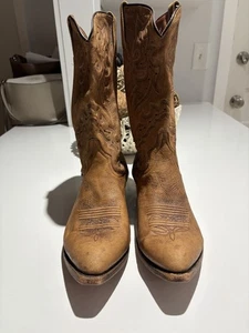 Vintage Dan Post braun abgenutzt Western Cowboystiefel Größe Herren 11 EW extra weit - Bild 1 von 13