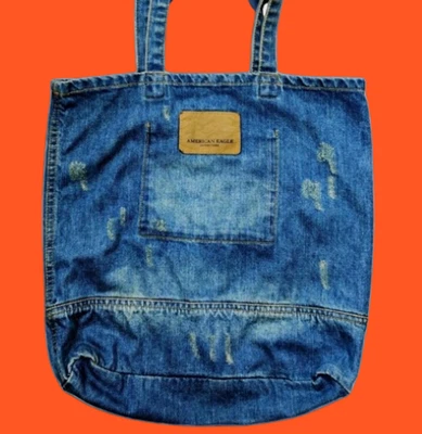 American Eagle Outfitters Distressed Denim Double Strap Tote Bag - Изображение 1 из 4