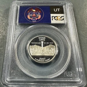 2007-S 25C Utah, SILVER PROOF State Quarter, PCGS PR70 DCAM (86040) - Picture 1 of 2