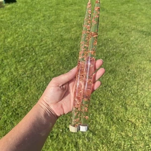 Vintage Lucite Acrylic Tapered Candles Copper Foil Flecks 11.5” Tall Pair - Picture 1 of 7