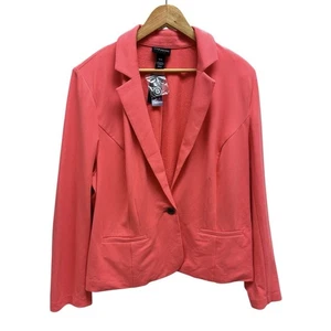 Lane Bryant Coral Blazer 22/24 NWT One Button Stretch Cotton Blend Jacket - Picture 1 of 5