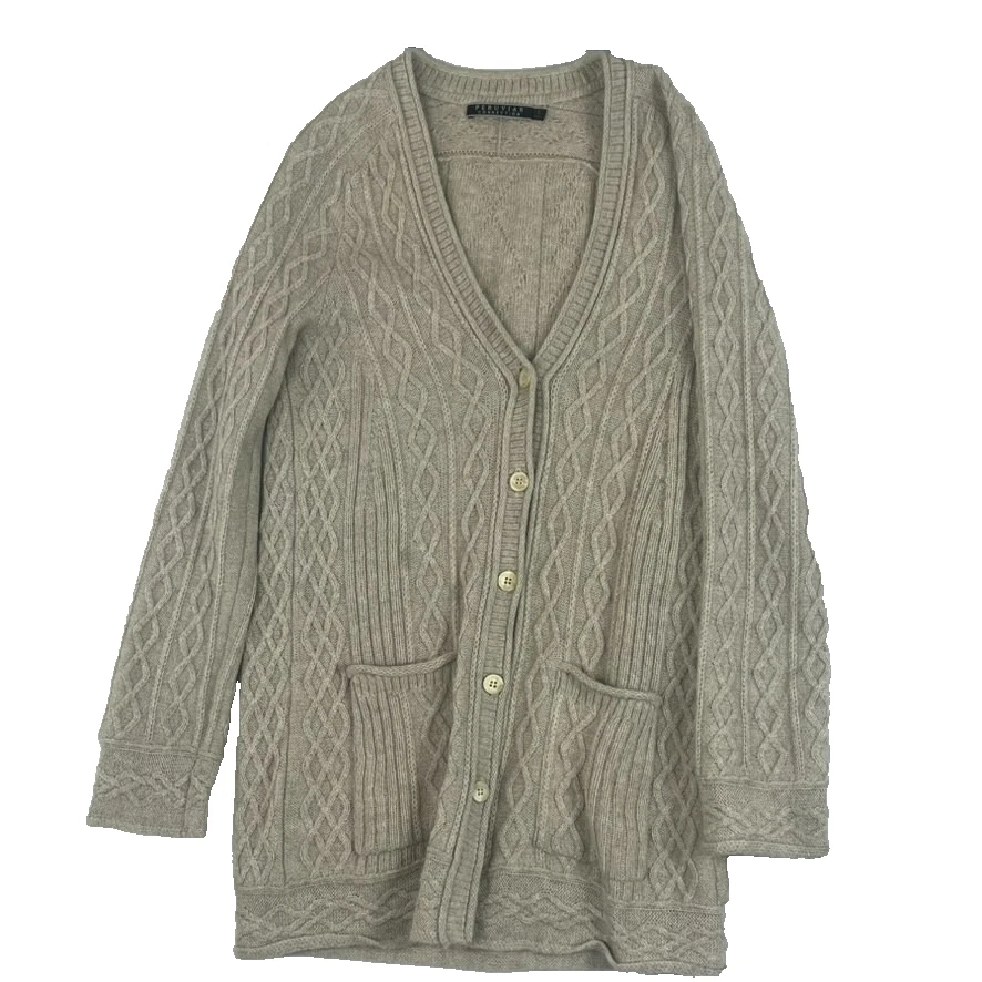 Cárdigan para mujer Peruvian Connection talla pequeña suéter de alpaca tostado Foto 1 de 4