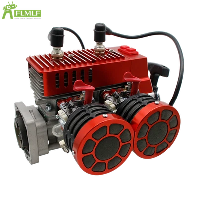 FLMLF CNC Metal 58CC Two Twin Cylinders Engine for 1/5 HPI ROVAN Baja Losi RC  - Image 1 of 4