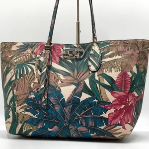 Salvatore Ferragamo Studio Tote Bag Gancini Logo Leather Jungle Used Excellent+ - Picture 1 of 15