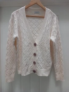 Ladies Papaya V Neck Cardigan. Cream. Lacy Knit. Size L(42"). New - Picture 1 of 6