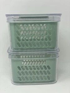 Contenedores de almacenamiento para ahorrar frutas y verduras con cesta coladora y tapa de ventilación - Imagen 1 de 4