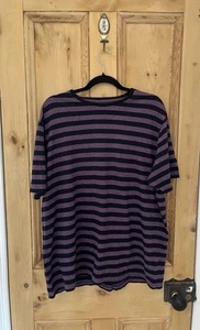 M&S purple T-SHIRT top men's Size XL casual mens striped stripe cotton - Picture 1 of 3