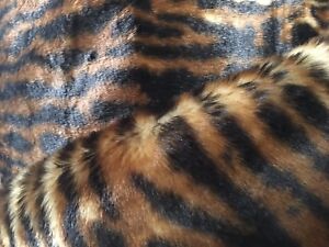 Leopard Animal Skin Faux Fur Luxury Fabric-BROWN, TAN AND BLACK. Sold BTY