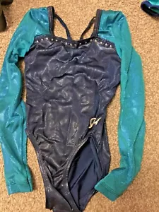child small Gymnastic leotard gk navy and teal hologram material - Picture 1 of 2