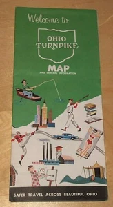 Vintage 1963 Ohio Turnpike Map And General Information Travel Toll Schedule - Picture 1 of 6