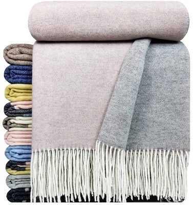 Merinowolldecke Wolldecke Merinowolle-Kaschmir Mix 140x200cm Rosa-Grau - Bild 1 von 4