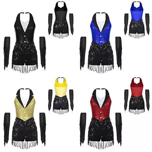 Women's Leotards Sparkly Bodysuits Ballroom Dance Outfits Cosplay Rumba Backless - Picture 1 of 49