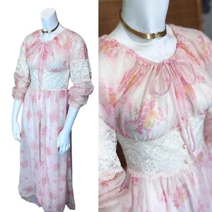 Vintage 60’s PEIGNOIR LINGERIE ROBE Festival Babydoll Sexy Dressing Gown Floral - Picture 1 of 8