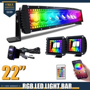 22inch Curved LED Light Bar RGB Color Changing Chasing Strobe for Jeep - Bild 1 von 8