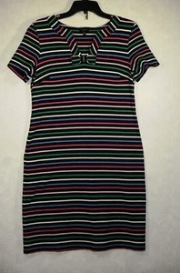 Vestido recto Talbots para mujer M multicolor a rayas cuello en V lazo manga corta - Imagen 1 de 10