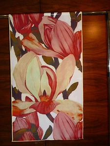 Crepe de chine long silk scarf Print of Lijiin's red/pink/white flowers NEW - Picture 1 of 2