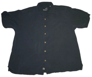 Camisa Tommy Bahama Para Hombres Negra 100% Seda Manga Corta Estampado Palmera 2XL XXL - Imagen 1 de 11