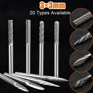 Various 3mm Rotary Burr File Carbide Tip Metal Wood Jade Milling Grinding Cutter - Picture 1 of 14