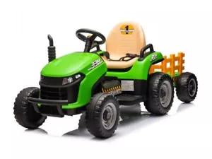 Kinderauto Traktor mit Anhänger Elektro Kinderfahrzeug 2x 12V Ledersitz EVA LED - Bild 1 von 8