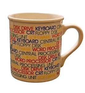 Coffee Mug Computer Terms Floppy Disk CRT Disk Drive Word Processor Vintage 1986 - Picture 1 of 6