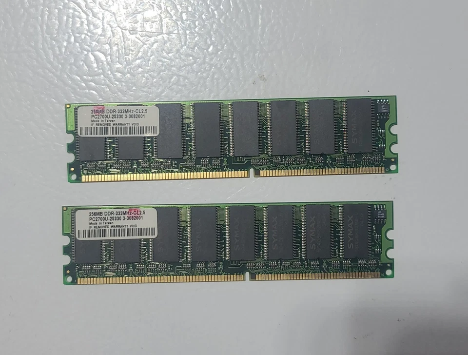 Pack of 2 :  256 DDR 333MHz CL2.5 PC2700U Ram Memory - Image 1 of 1