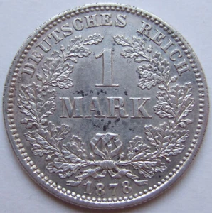 Coin German Empire Empire Silver 1 Mark 1878 F in Almost Extremely Fine - Picture 1 of 2