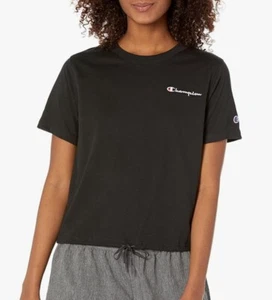 Champion womens Tee, Campus Drawstring Tee Left Chest Script, Black-586158, X-Sm - Imagen 1 de 2