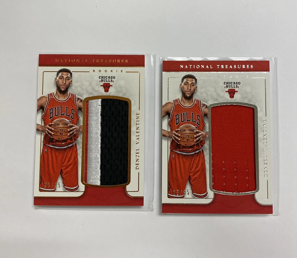 2016-17 National Treasures Denzel Valentine Rookie Jumbo Materials LOT (2) - Image 1 of 4
