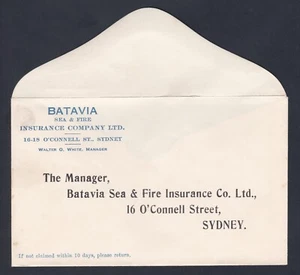1930's PRE-DECIMAL STAMP BATAVIA SEA & FIRE INSURANCE COMMERCIAL COVER #B24 - Picture 1 of 1