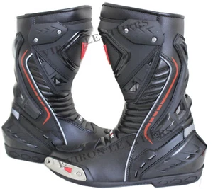 Motorcycle Motorbike Leather Boots Eviron Racing Black shoes - Picture 1 of 3