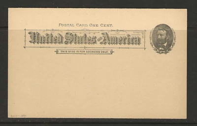 US Scott #UX10 unused 1891 1c black Grant Postal card, sound good corners f/vf - Image 1 of 2