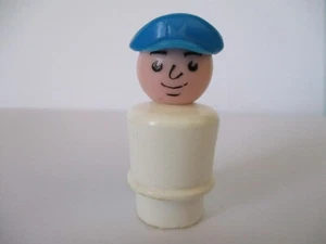 Vintage Fisher Price Little People Boat Captain White Body Medium Blue Hat #345 - Picture 1 of 6