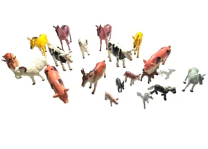 Vintage Farm Animals Pig Cow Sheep Goat Plastic Figures Lot of 20 SEE PHOTOS - Picture 1 of 7