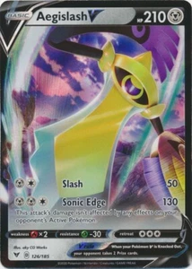Juego de cartas coleccionables Pokémon Holo Aegislash V 126/185 ultra raro voltaje vívido - Imagen 1 de 1