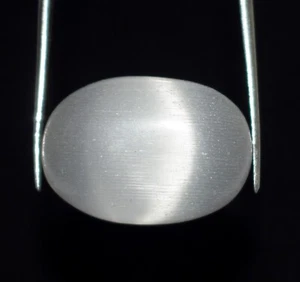 Natural 22.70 Ct White Cat's Eye Oval Cabochon Loose Gemstone Certified C3021 - Picture 1 of 7
