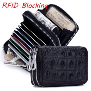 Damen Echtleder Geldbörse Kartenetui RFID Schutz Pures Doppelreißverschluss Handtasche - Bild 1 von 27