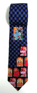 Atlas Design Disney Checkered Neck Tie Blue/Black - Picture 1 of 3