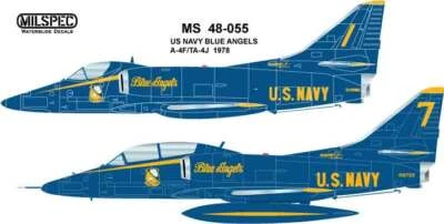 CAM DECALS (AKA) MILSPEC, MS 48-055, 1/48 SCALE, A-4F/TA-4J, BLUE ANGELS, 1978 - Image 1 of 4