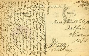 France Verneuil - Avenue de la Gare WWI Soldiers Mail AEF Cover Oakfield WI USA