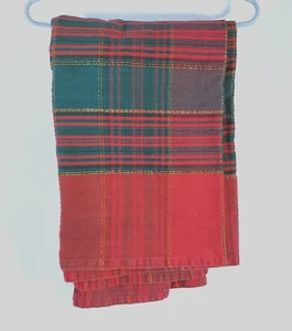 Red Green Plaid Christmas Tablecloth 54'' X 90'' Rectangle Cotton - Picture 1 of 2