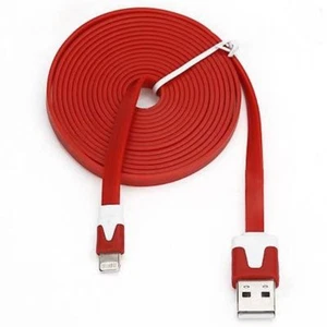 10ft flat noodle usb data charger Cable for iPhone X 8 7 6 plus 5s c iPod Touch - Picture 1 of 22